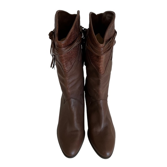 Salamander Brown Leather Western Style Boots with Fringe Detail 6.5 NEW - Picture 3 of 14